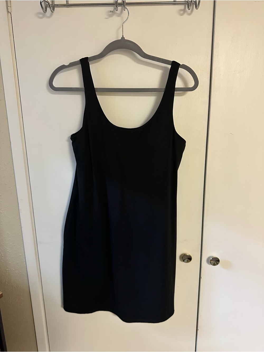 Kyodan Black Loose Mini Tank Dress - Classic Scoop Neck